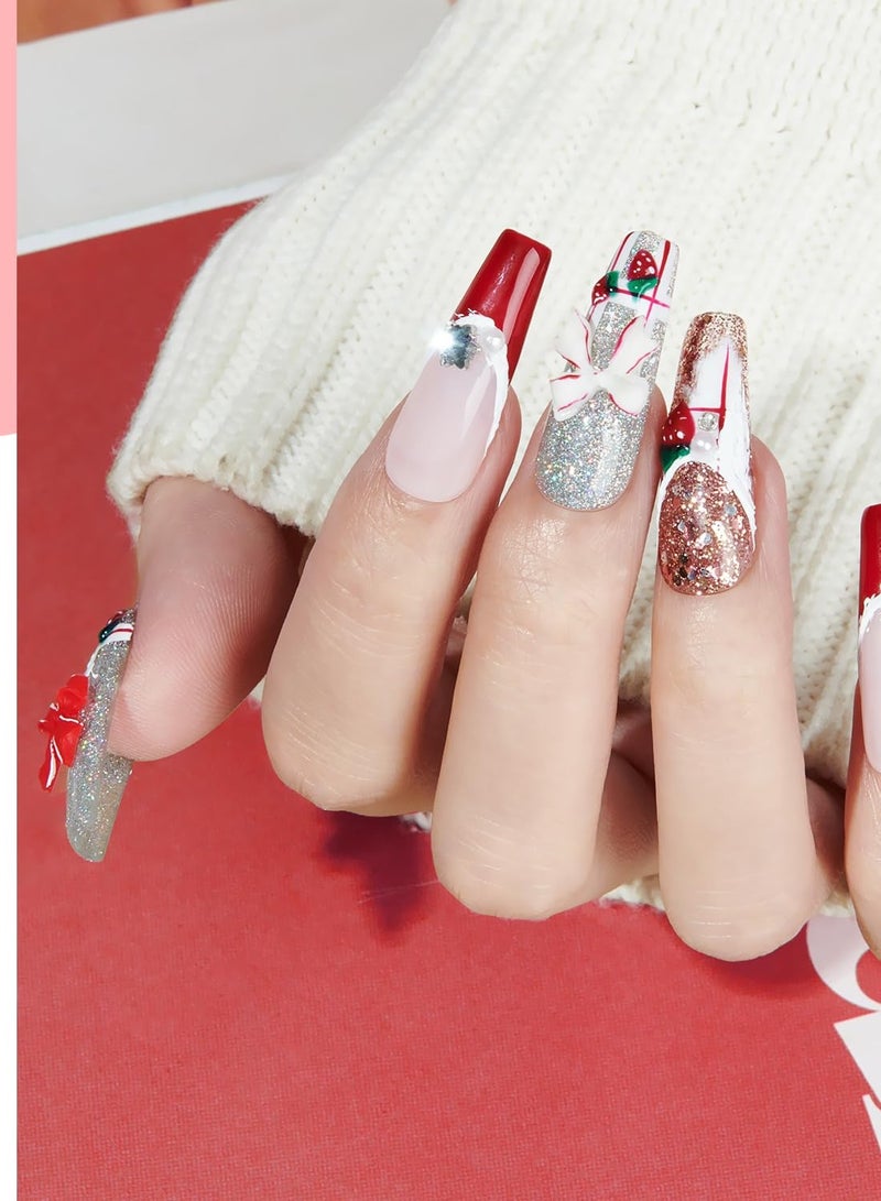 موديل ونز مجموعة طلاء أظافر جل أحمر من موديلونز 6 ألوان، أبيض لامع لامع وعنابي داكن ووردي داكن وشامبانيا فضي كاندي قصب جل أظافر نقع قبالة عيد الحب... - Image 4