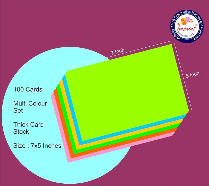 IMPRINT Card Stock, Index Cards 7" x 5" Bright Assorted Colors, 100 in This Package - Image 2