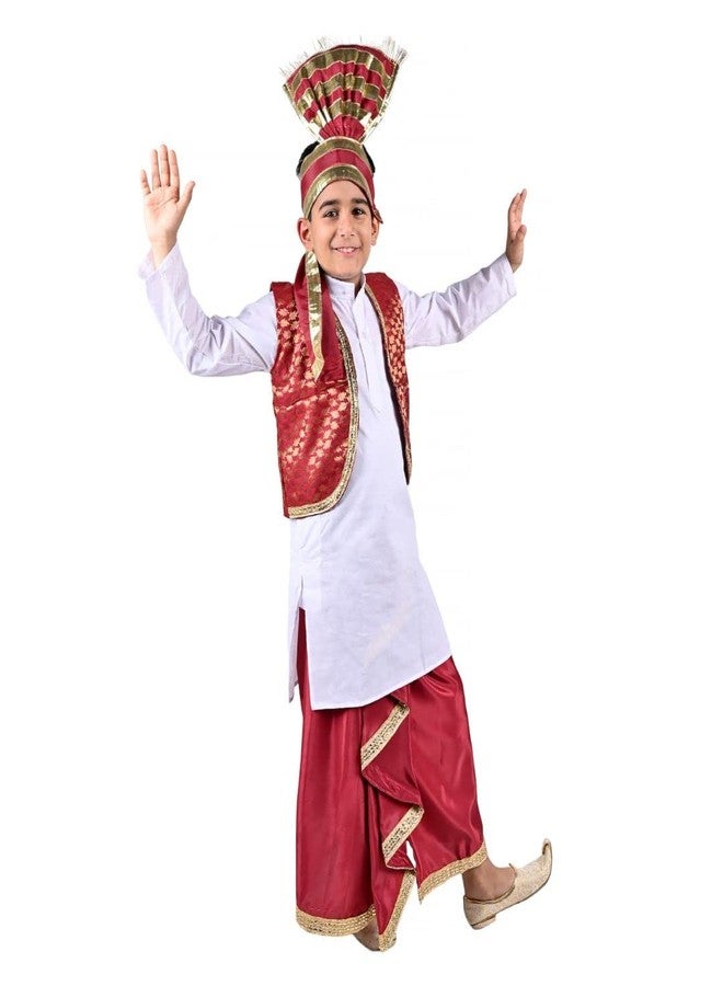 DESI ANDAAZ Punjabi Costume Dress Folk Dance Boys Set of 4(Kurta,Lungi,Jacket& Turra) Indian State Giddha Baisakhi Bhangra Dance Dress for Kids - Image 2