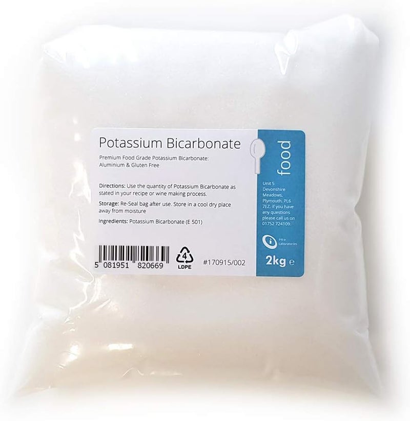 Intralabs بيكربونات البوتاسيوم 2 كجم حبيبات غذائية E501999 نقية