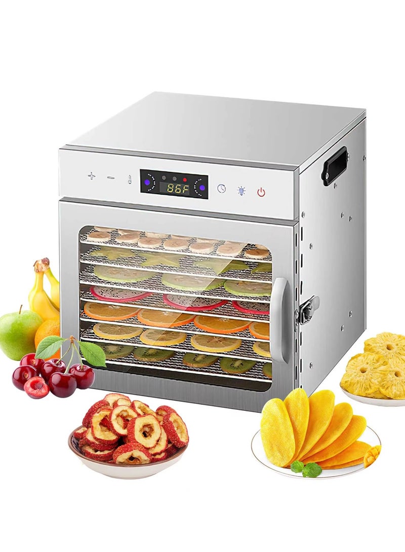 ايتي لايف مجفف طعام، 8 صواني من الفولاذ المقاوم للصدأ لتجفيف الطعام واللحوم المقددة والأعشاب والفواكه، جهاز تجفيف مع مؤقت رقمي وتحكم في درجة الحرارة، حماية من الحرارة الزائدة، كتاب وصفات متضمن - Image 1