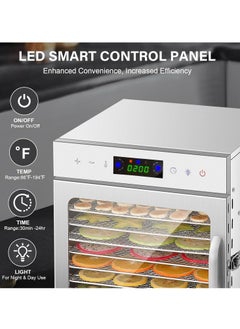 Food Dehydrator, 8 Stainless Steel Trays Dehydrators for Food and Jerky, Herbs, Fruit, Dehydrator Machine with Digital Timer and Temperature Control, Overheat Protection, Recipe Book Included - pzsku/Z53154D0203B200D8A3C5Z/45/_/1725873745/3bac0ada-7e37-4cc4-8dae-435e125acd76