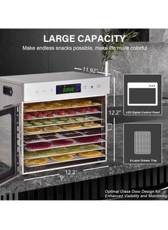 Food Dehydrator, 8 Stainless Steel Trays Dehydrators for Food and Jerky, Herbs, Fruit, Dehydrator Machine with Digital Timer and Temperature Control, Overheat Protection, Recipe Book Included - pzsku/Z53154D0203B200D8A3C5Z/45/_/1725873781/250affb7-3b64-41ec-95ba-99ad7d045b39