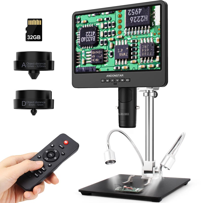 Andonstar AD249S-M 10.1 Inch HDMI Digital Coin Microscope 2000x for Adults, 3 Lens 2160P UHD Video Record, Soldering / Biological Microscope Kit with 32G Card, Windows Compatible - Image 1