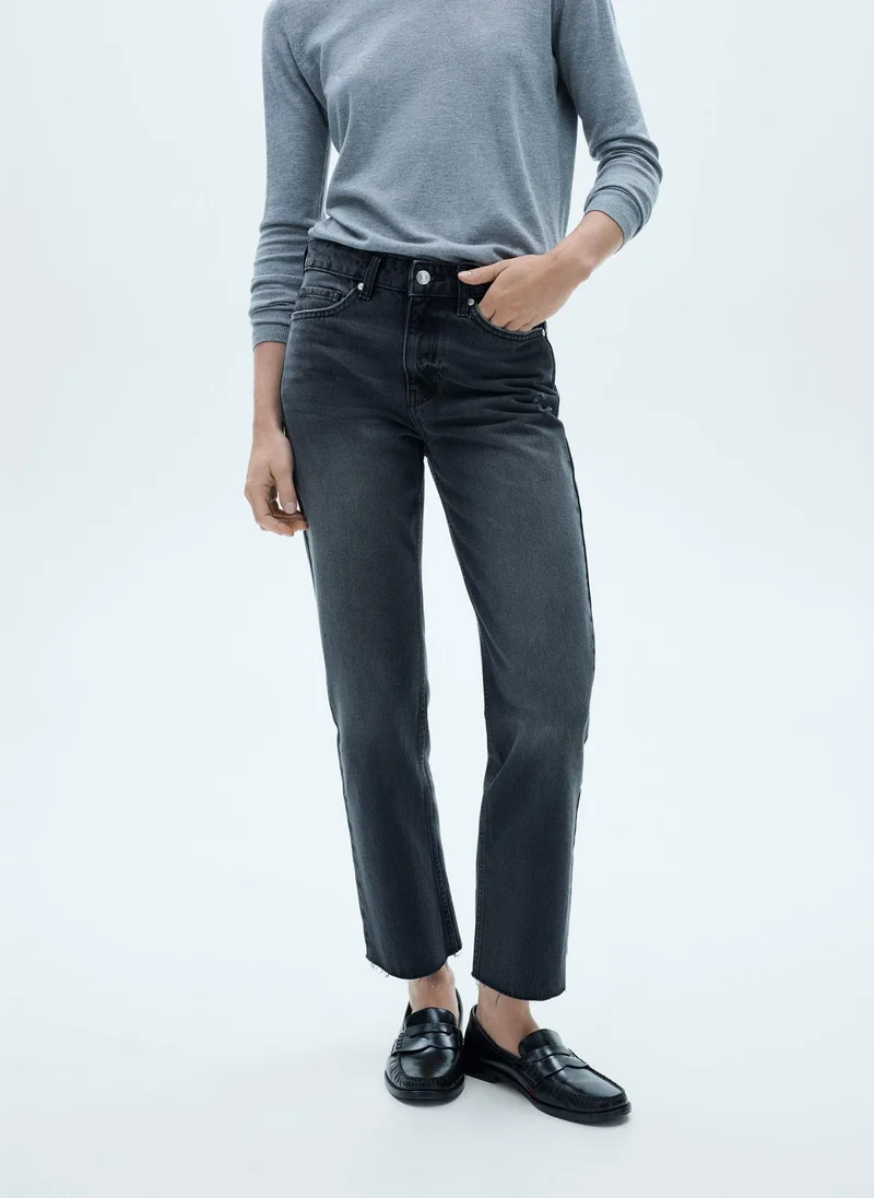 MANGO Blanca Straight- Fit Cropped Jeans