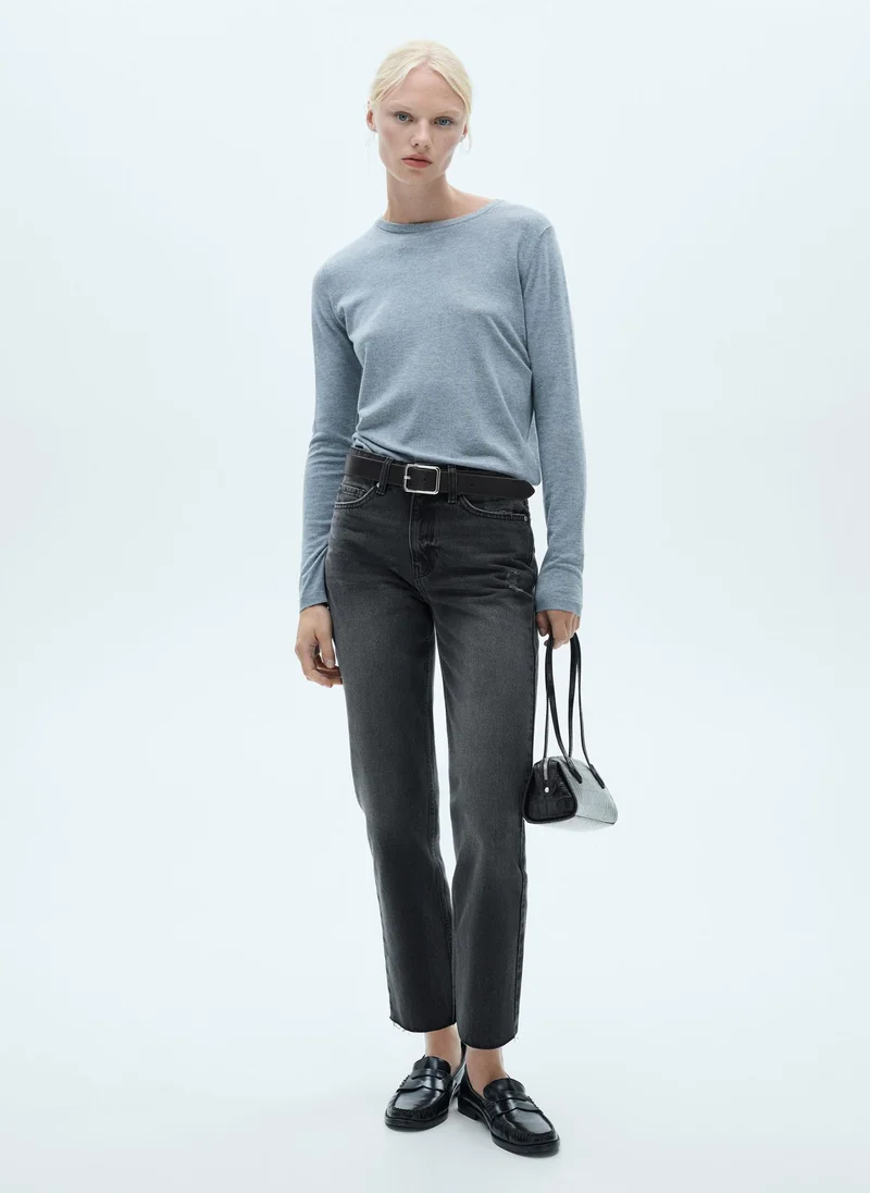 مانجو Blanca Straight- Fit Cropped Jeans
