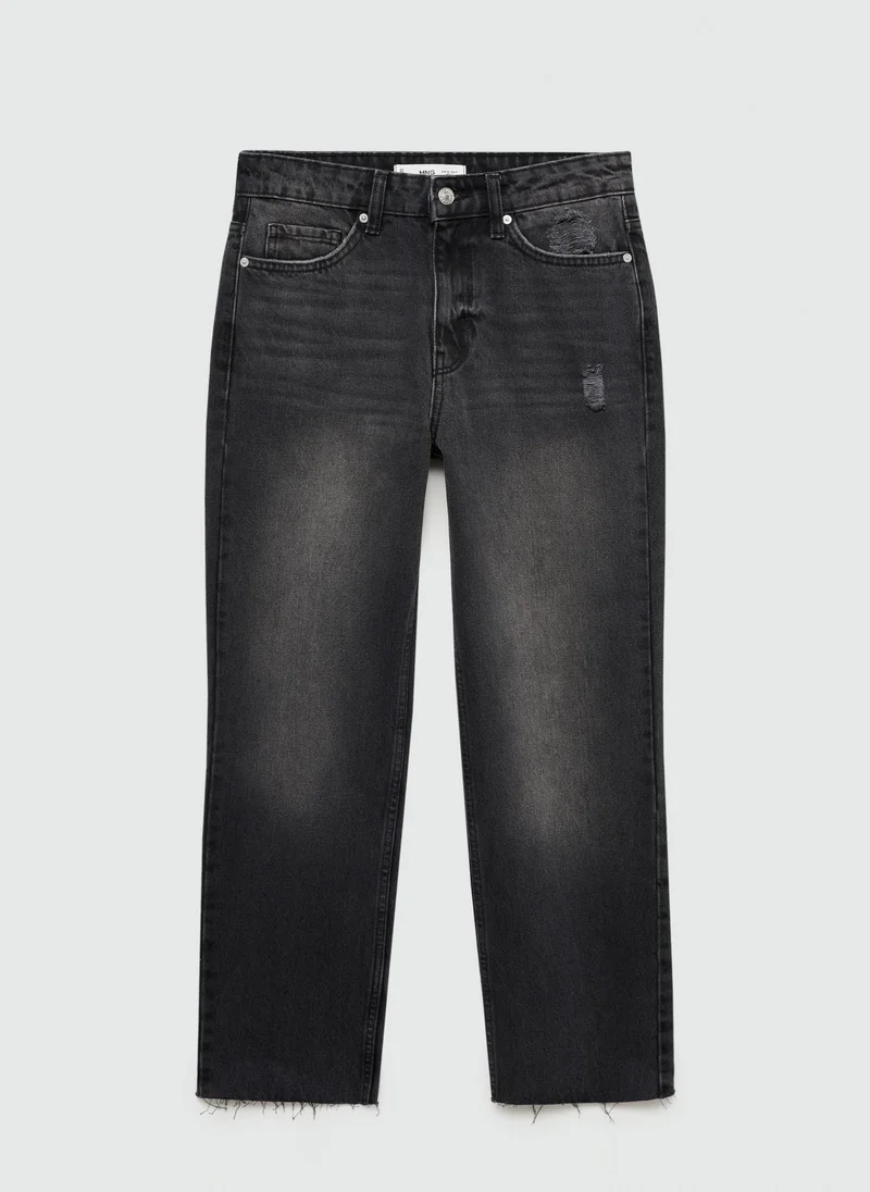 مانجو Blanca Straight- Fit Cropped Jeans