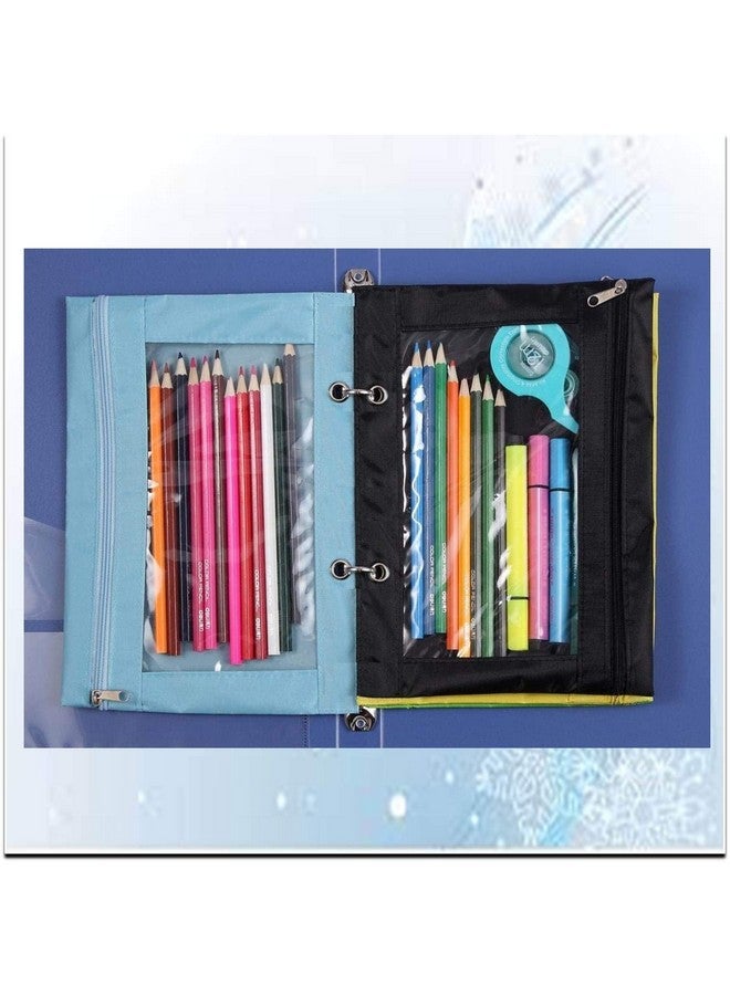 Lify 2 Rings Binder Pencil Pouch, Zipper Pencil Pouches,Canvas Fabric Pencil Pouches, Zippered Pencil Cases with Clear Window for Office School Supplies, 3 Pack (Blue 2Pcs & Red 1Pcs) - Image 3