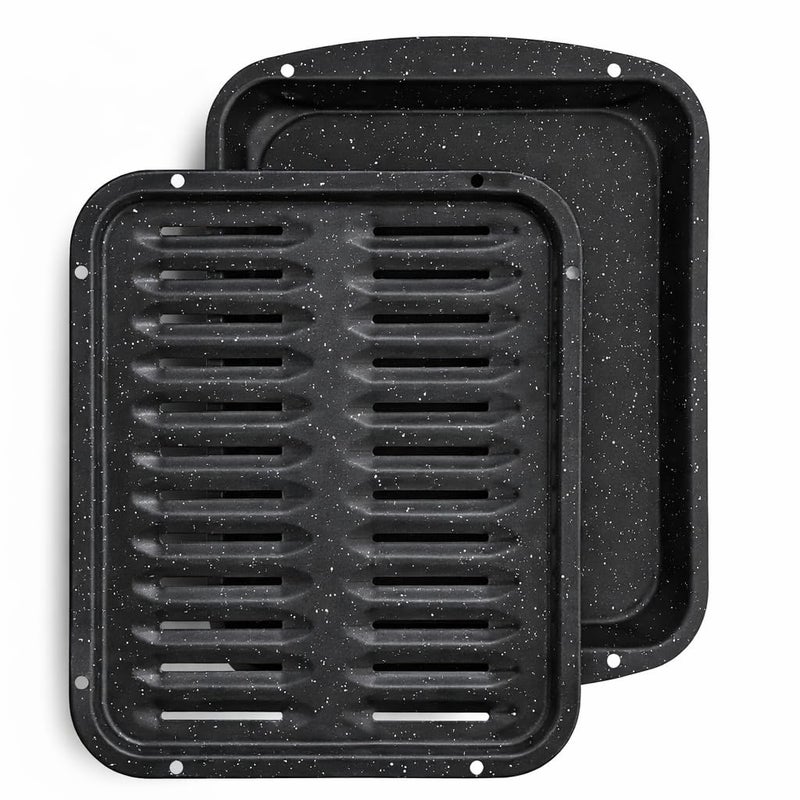 CULINARIN Broiler Pan for Oven Nonstick 16.75” x 13” Ceramic Coated - Broiling Pan for Oven Withstands Heat up to 550° F Heavy Duty Broil Pans and Rack Circulates Heat and Drains Fat (Speckled) - Image 5
