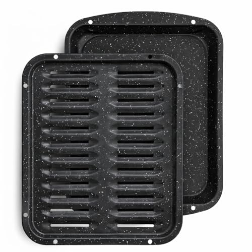 CULINARIN Broiler Pan for Oven Nonstick 16.75” x 13” Ceramic Coated - Broiling Pan for Oven Withstands Heat up to 550° F Heavy Duty Broil Pans and Rack Circulates Heat and Drains Fat (Speckled) - Image 1