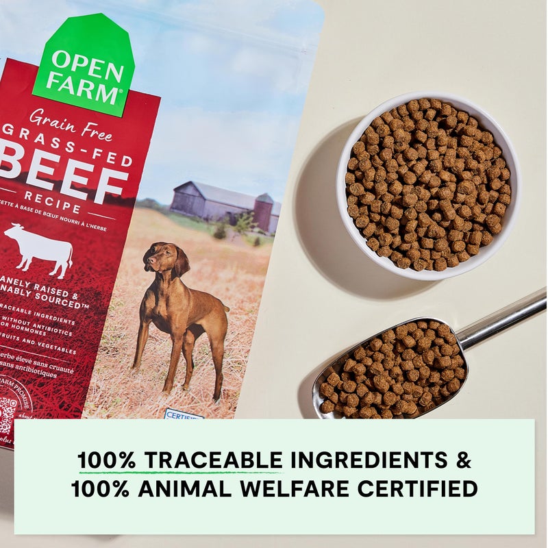 Open Farm أوبن فارم، طعام جاف للكلاب خالي من الحبوب، كيبيل متكامل ومتوازن، مكونات مستدامة وأخلاقية، خضروات غير معدلة وراثيًا وأطعمة فائقة لدعم الصحة العامة، وصفة لحم بقر من المراعي، 4 رطل - Image 5