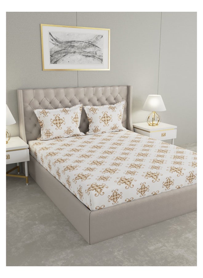 Raymond - Raymond Home King Size Fitted Sheet Super Soft 210 TC Pure Cotton (183x198+38 cm, 46x69 cm) Fitted sheet & 2 PillowCases - Image 1