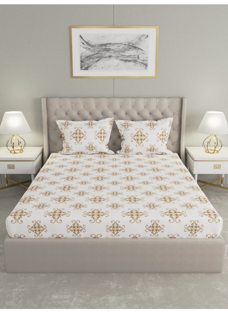 Raymond - Raymond Home King Size Fitted Sheet Super Soft 210 TC Pure Cotton (183x198+38 cm, 46x69 cm) Fitted sheet & 2 PillowCases - Image 1