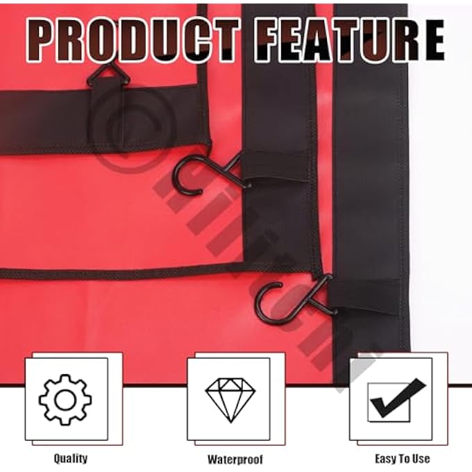 Unity 3Pcs Mechanic Fender Cover For Automotive Repair Work  Leather Car Fender Protector Red - Image 4