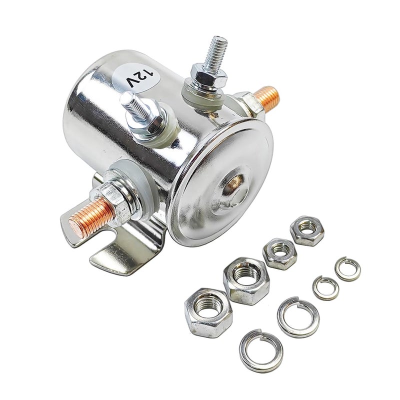 Max 300A 12 Volt 4Terminal Continuous Duty Solenoid Relay NickelPlating Fits for Golf Carts Winch Marine RV Heavy Duty Machine SPST 12VDC 12V Solenoid Relay OE 70111224 3635820 1114208