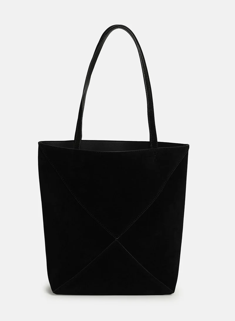 Haute Sauce Solid Zip Lock Regular Suede Hand Bag For Women