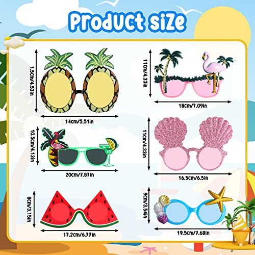 Stegosaurus 6 Pairs Novelty Party Sunglasses Funny Luau Party Sunglasses Hawaiian Tropical Glasses Beach Themed Party Supplies Decoration - Image 5