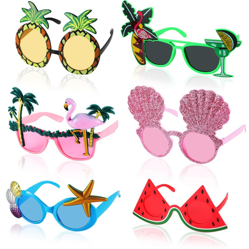 Stegosaurus 6 Pairs Novelty Party Sunglasses Funny Luau Party Sunglasses Hawaiian Tropical Glasses Beach Themed Party Supplies Decoration - Image 3