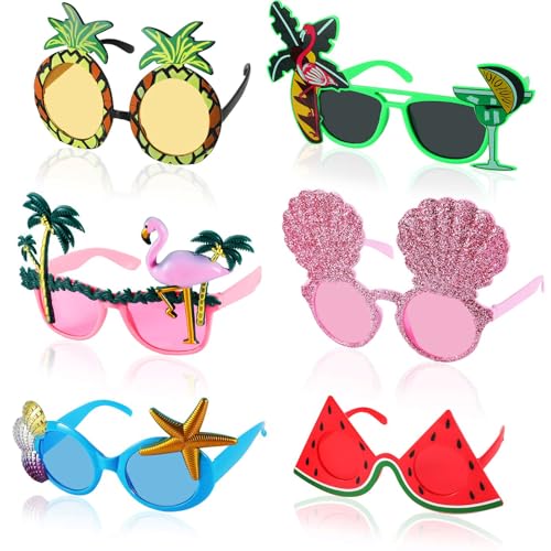Stegosaurus 6 Pairs Novelty Party Sunglasses Funny Luau Party Sunglasses Hawaiian Tropical Glasses Beach Themed Party Supplies Decoration - Image 1