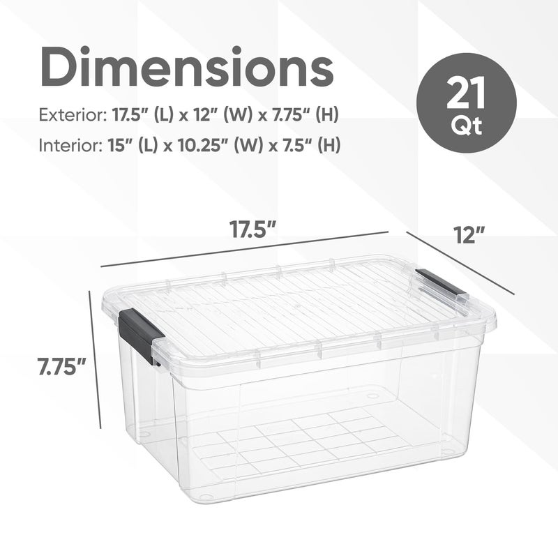 Superio Clear Storage Box with Lid, 21 Quart Plastic Container Bins for Organizing, Stackable Crates, BPA Free, Non Toxic, Odor Free, Organizers for Home, Office, School, and Dorm - Image 2