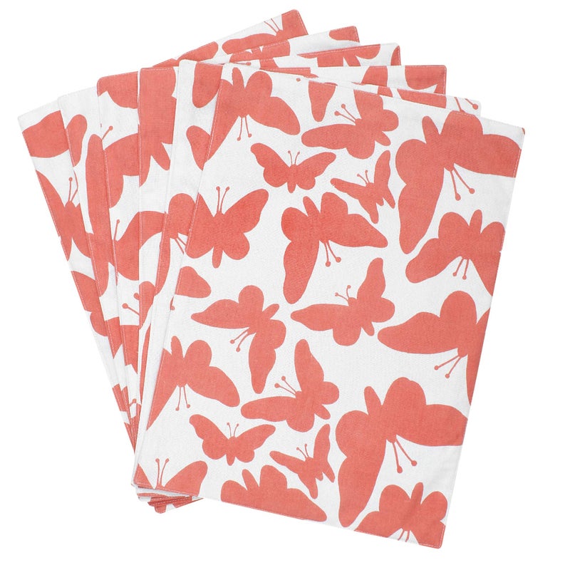 Dekor World Cotton Coral Butterfly Printed Place Mat (Pack of 6) for Dinning Table - Image 5