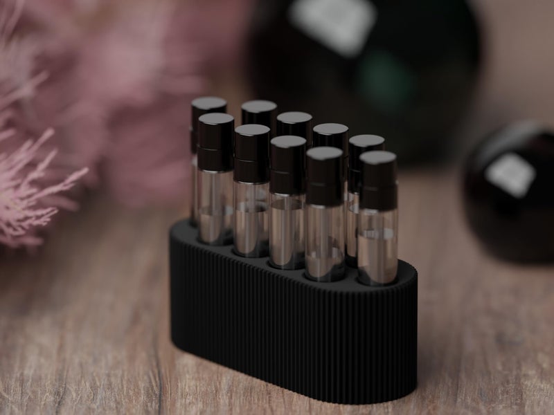 Gallery of Drip Perfume Sample Organizer For Bathroom Or Vanity - Ideal Makeup And Skincare Storage  Desk And Bathroom Counter Organizer  Gift For Her ((Black) Fits 2Ml Perfume Samples (Standard Size)) - Image 2