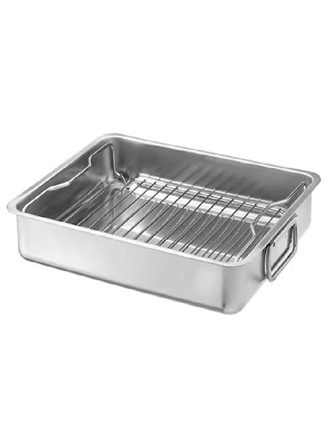 Roasting tray with grill rack, stainless steel, 40 x 32 cm - Image 1
