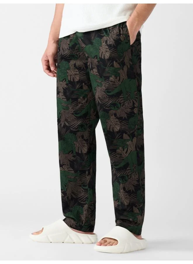 The Souled Store The Souled Store Men Jurassic World Graphic Printed Black Regular Fit Pajamas