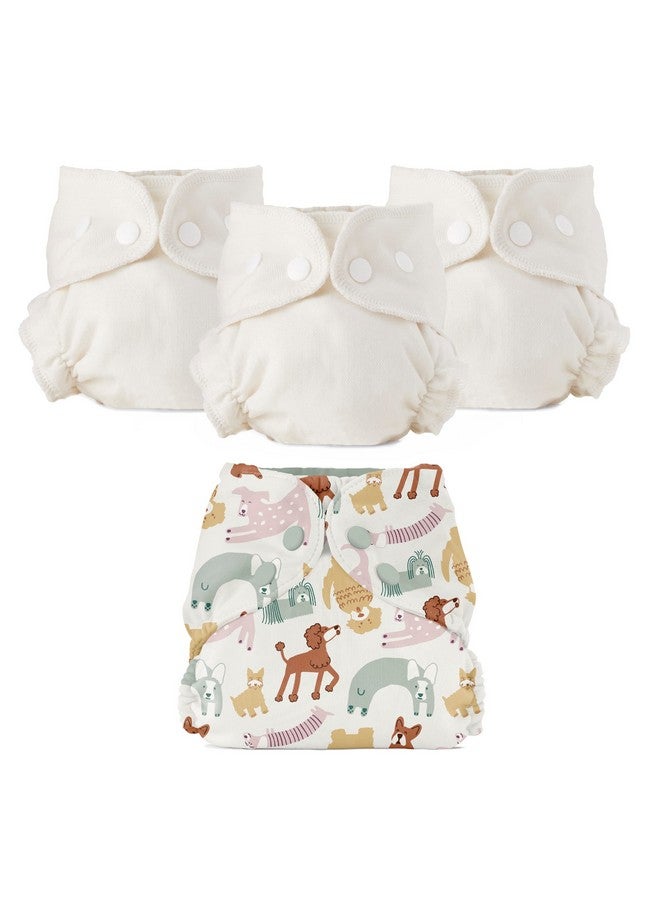 اسمبلي مجموعة حفاضات من القماش، 3 حشوات داخلية ماصة وغطاء حفاضات معاد تدويره مقاوم للماء، حفاضات قابلة لإعادة الاستخدام وقابلة للغسل مع إغلاق سريع، مقاس 1 (717 رطل)، غير قابلة للغسل - Image 1