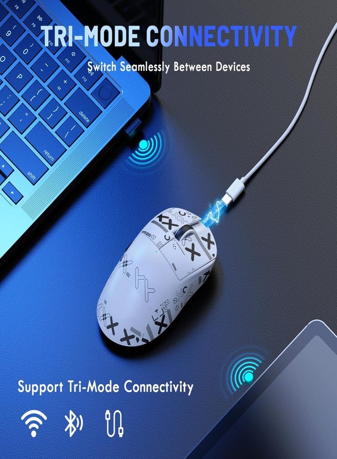 ماجيك-ريفاينر ماوس الألعاب اللاسلكي فائق الخفة MAGIC-REFINER X2، موديل BK3633، ثلاثي الأوضاع (بلوتوث/2.4 جيجا هرتز/سلكي) مع شريط لاصق مانع للانزلاق، دقة 25000 نقطة في البوصة، معدل استجابة 1000 هرتز، بطارية 500 مللي أمبير، حجم كبير، 5 أزرار قابلة للبرمجة لأجهزة الكمبيوتر الشخصية/ماك، أسود احترافي - Image 4