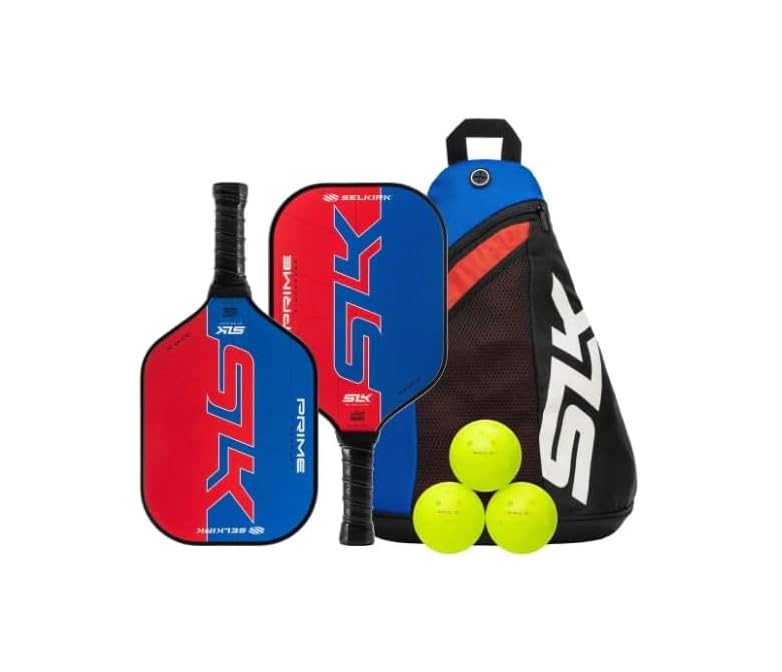 SLK Selkirk SLK Prime Max Premium Pickleball Paddles Set of 2 | Fiberglass Face & x4 Polymer Core | Complete Pickleball Set with 2 Prime Max Pickle Ball Rackets, 3 Pro S1 Balls, and SLK Zipped Carry Bag - Image 5