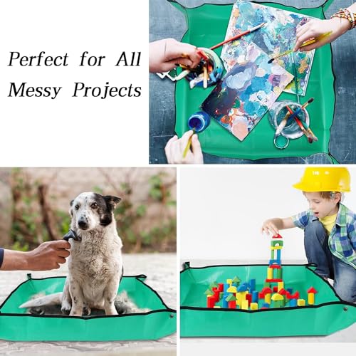 DHVSAM 100*100CM Gardening Mat for Indoor Bonsai Succulent Plant Care Waterproof and Foladable PE Garden Mat for Watering Grassland Balcony Nursery Potting and Transplanting Mat Plant Seedling Green - Image 5