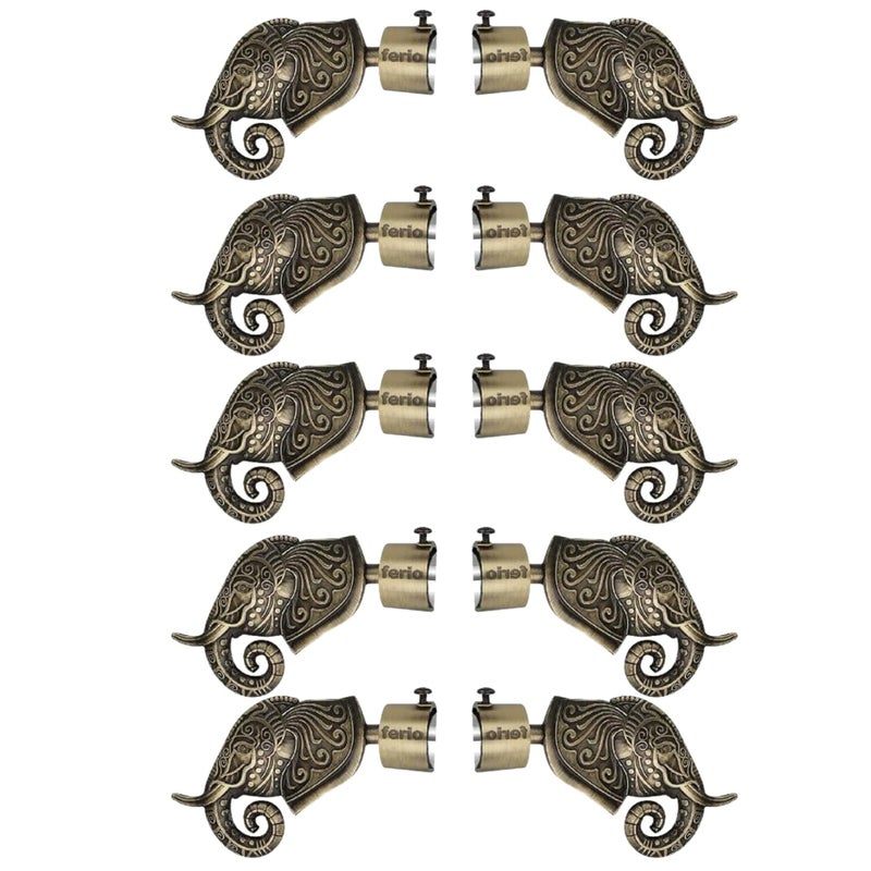 Ferio Aluminium Antique Finish Curtain Brackets for Window and Door Parda HolderCurtain Holders for Wall 1 Inch Rod Support Fittings Curtain Accessories 5 Set 10 pcs - Image 1