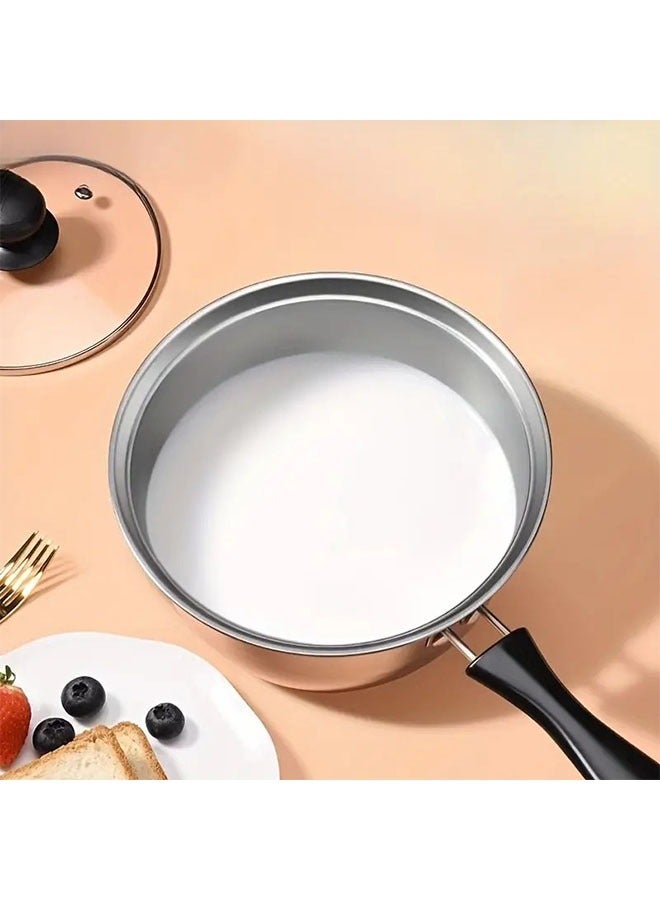 Stainless Steel Saucepan With Lid, Hot Milk Pot, Noodle Small Pot, Multifunctional Small Soup Pot, Small Cooking Pot, Silver 18cm - Image 5