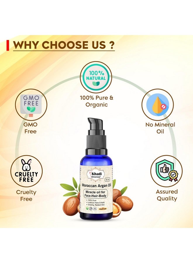 Khadi Omorose Moraccan Argan Oil, Cold Pressed Organic, 30ml, for Skin, Hair & Anti-Ageing Face Care ! 30 ml - Image 4