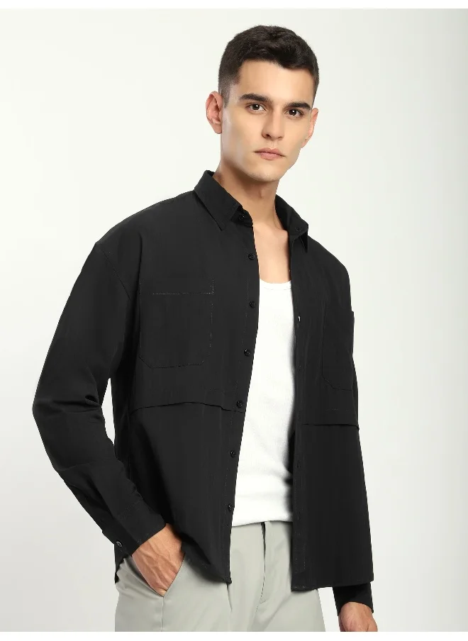 Beyoung Black Pleated Shirt