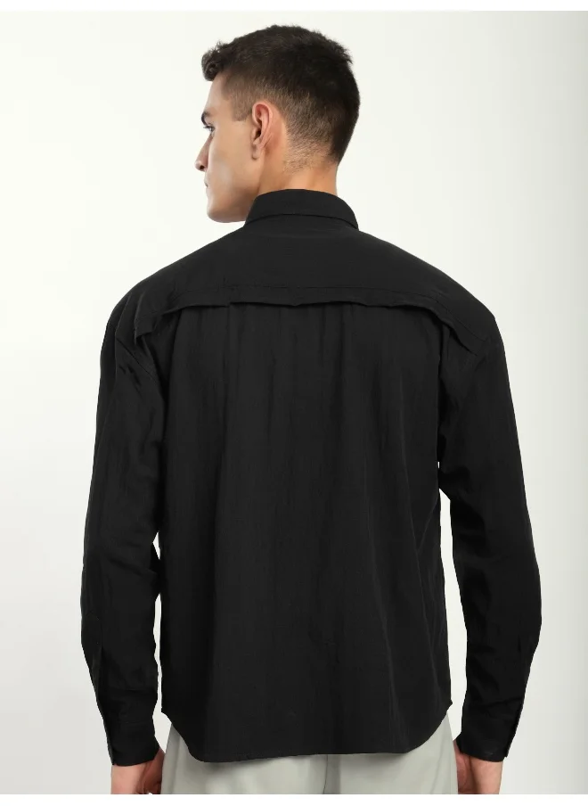 Beyoung Black Pleated Shirt