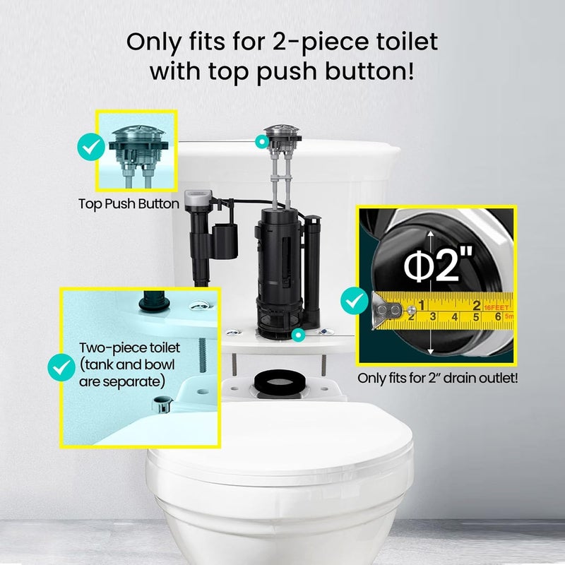 RT 2-Inch Dual Flush Valve with Top Push Button Toilet Repair Kit Inside Tank dual flush valve replacement kit for 2-piece Toilet A2423 - Image 4