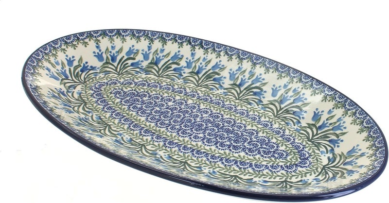 Blue Rose Pottery Blue Rose Polish Pottery Tulip Bouquet Oval Platter - Image 1