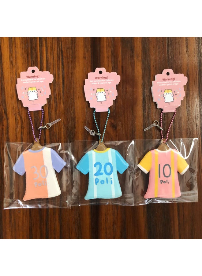 Hamster House PU Foam Cute Cartoon Simulation Short-sleeved T-shirt Slow Rebound Decompression Pinch Music Toy Pendant-Color:Blue-Specifications:7*1*8cm  - Image 4