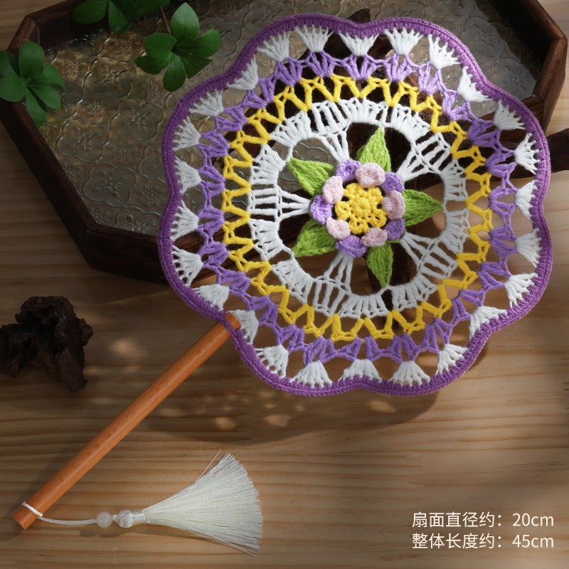 Kids' Festival Fun: Handmade Knitted Fan with Colorful Patterns - Traditional Style, DIY Craft Kit