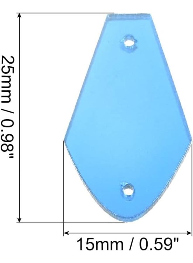 50pcs Sew on Acrylic Irregular Mirror Piece DIY Mirrored Rhinestones Mirror Beads for Evening Dresses Cloth Garment Light Blue 25x15mm  - Image 2