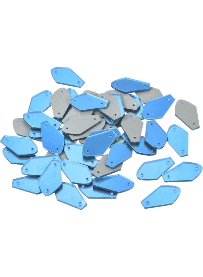50pcs Sew on Acrylic Irregular Mirror Piece DIY Mirrored Rhinestones Mirror Beads for Evening Dresses Cloth Garment Light Blue 25x15mm  - Image 1