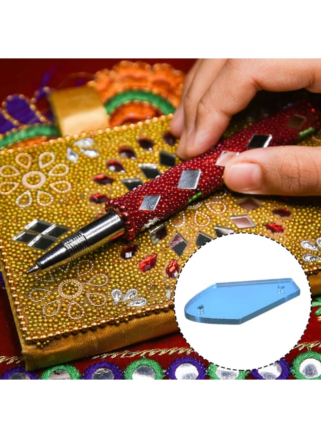 50pcs Sew on Acrylic Irregular Mirror Piece DIY Mirrored Rhinestones Mirror Beads for Evening Dresses Cloth Garment Light Blue 25x15mm  - Image 4