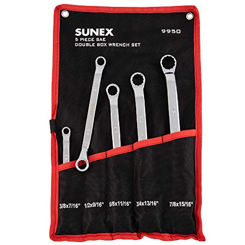 Sunex 9950 SAE Double Box Wrench Set 5 Piece