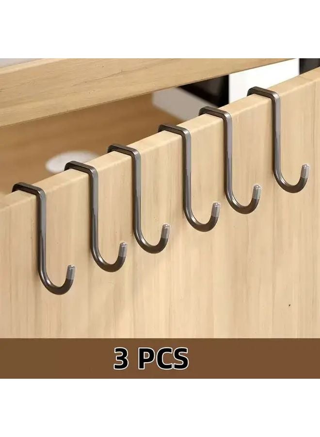 Black S Shaped Double Wall Hooks Heavy Duty 12 Hooks Adhesive Screw Mount - Image 1