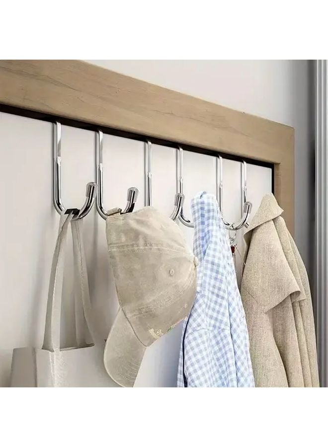 Black S Shaped Double Wall Hooks Heavy Duty 12 Hooks Adhesive Screw Mount - Image 2