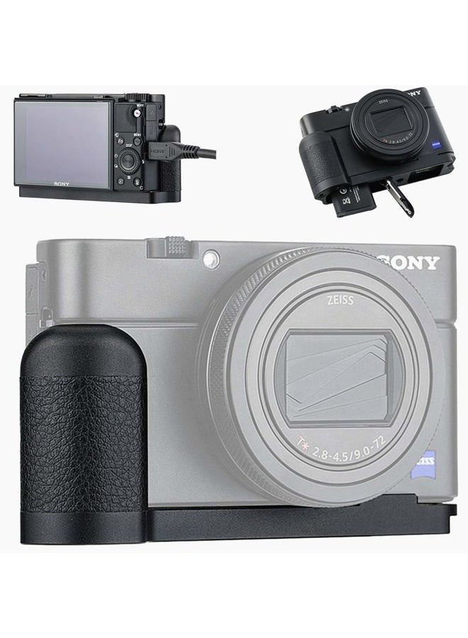 JJC Dedicated Metal Hand Grip L Bracket for Sony RX100 VII RX100M7 Anti-Slip Holder, No Blocking to HDMI Multi Microphone Jack & Battery Memory Card Compartment, Replaces Sony AGR2 Attachment Grip - Image 1