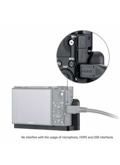 JJC Dedicated Metal Hand Grip L Bracket for Sony RX100 VII RX100M7 Anti-Slip Holder, No Blocking to HDMI Multi Microphone Jack & Battery Memory Card Compartment, Replaces Sony AGR2 Attachment Grip  - Image 3