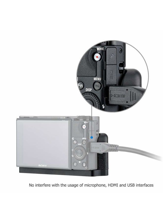 JJC Dedicated Metal Hand Grip L Bracket for Sony RX100 VII RX100M7 Anti-Slip Holder, No Blocking to HDMI Multi Microphone Jack & Battery Memory Card Compartment, Replaces Sony AGR2 Attachment Grip - Image 3